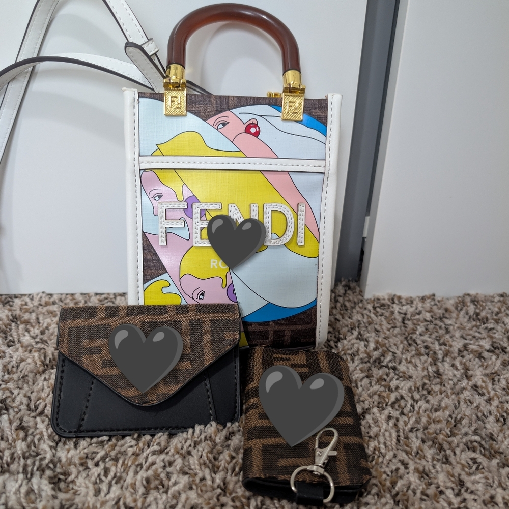 F Multicolor Print Mini Bag